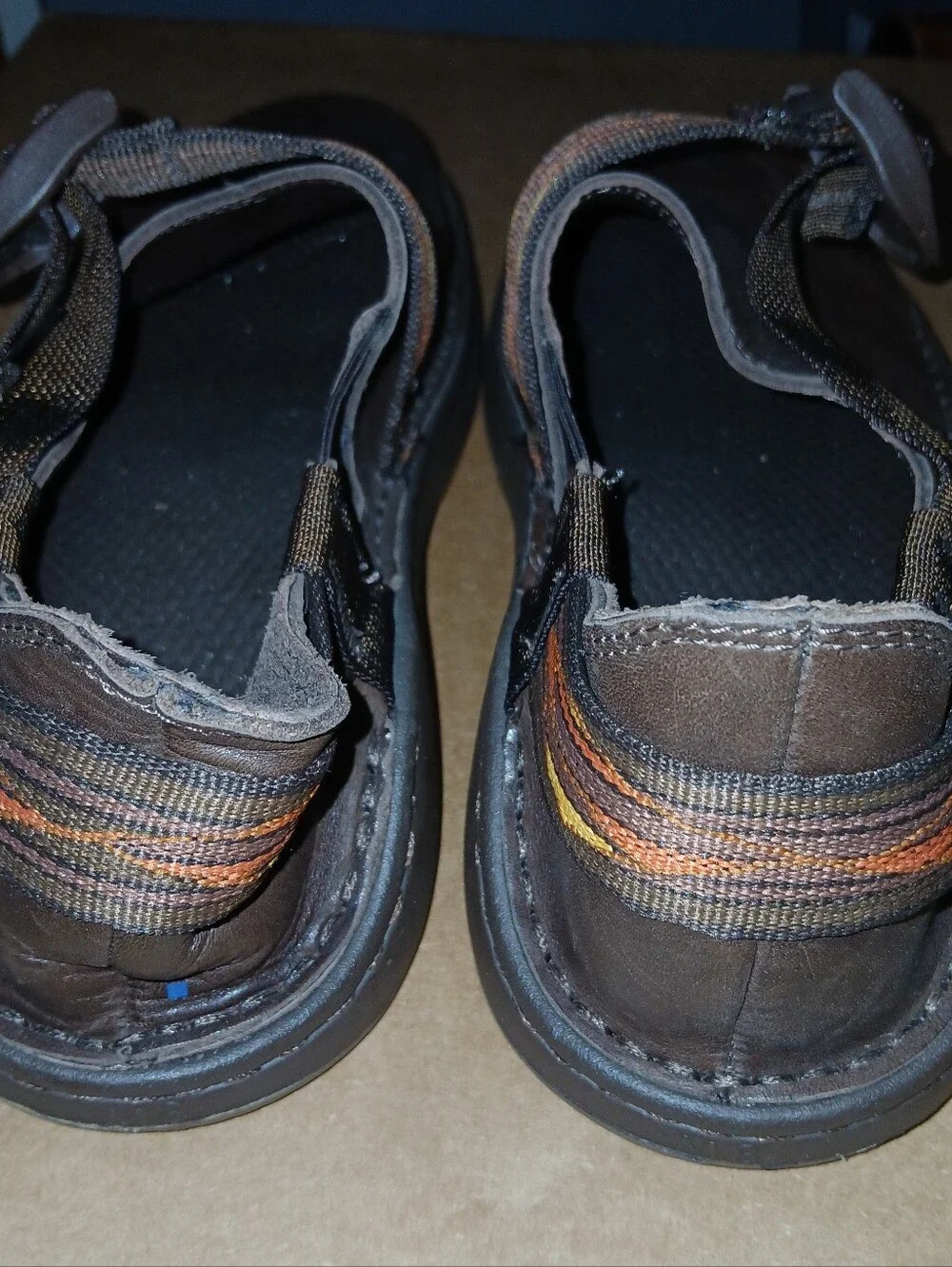CHACO Men's Brown Leather Slip-On Sandals with Adjustable Straps